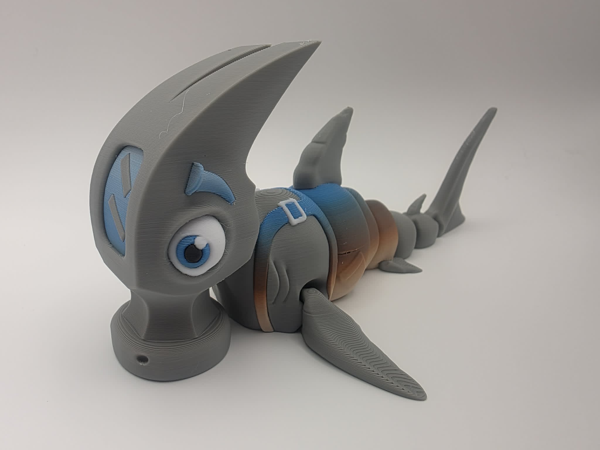 Cute Hammerhead Shark - Standard - 6.5" Long x 4" Tip of Fin to Tip of Fin x 3" Tall 3D print product image