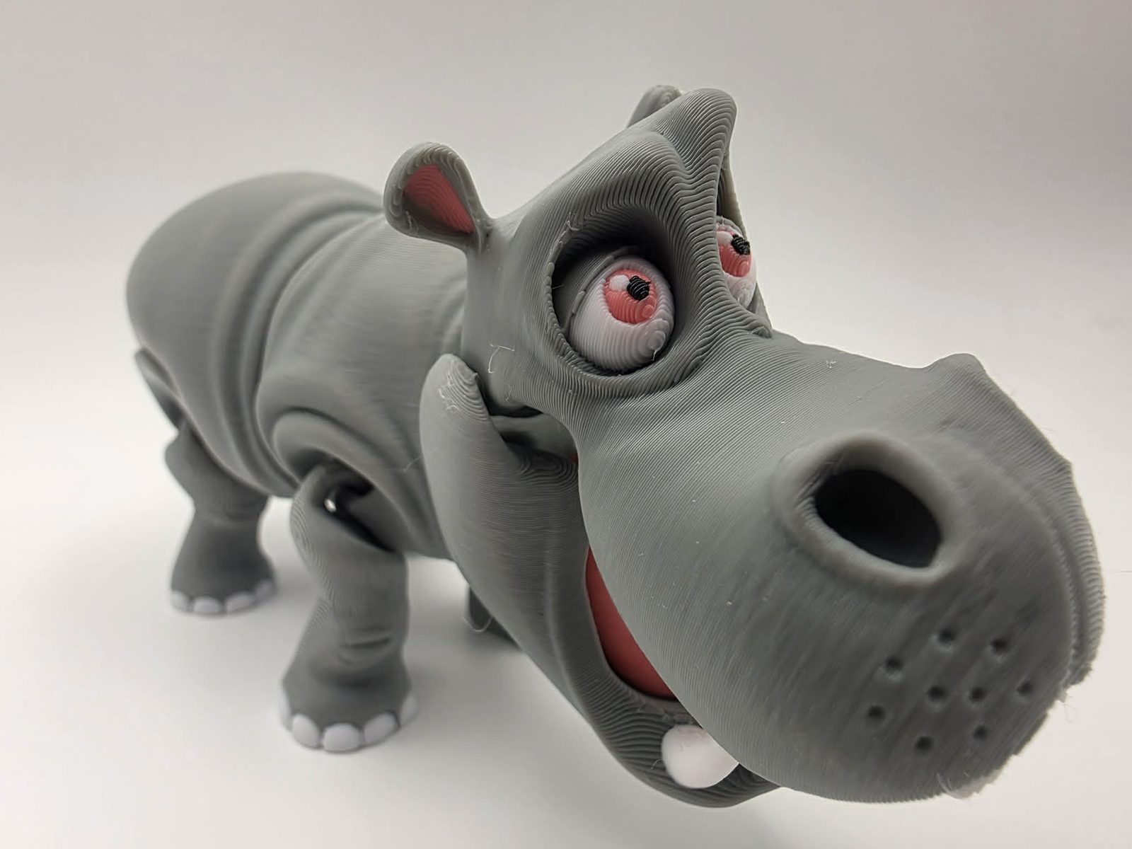 Hippo - Bubblegum - 5" Long x 2" Wide x 3" Tall - Gray, White, Pink, Black 3D printed item image