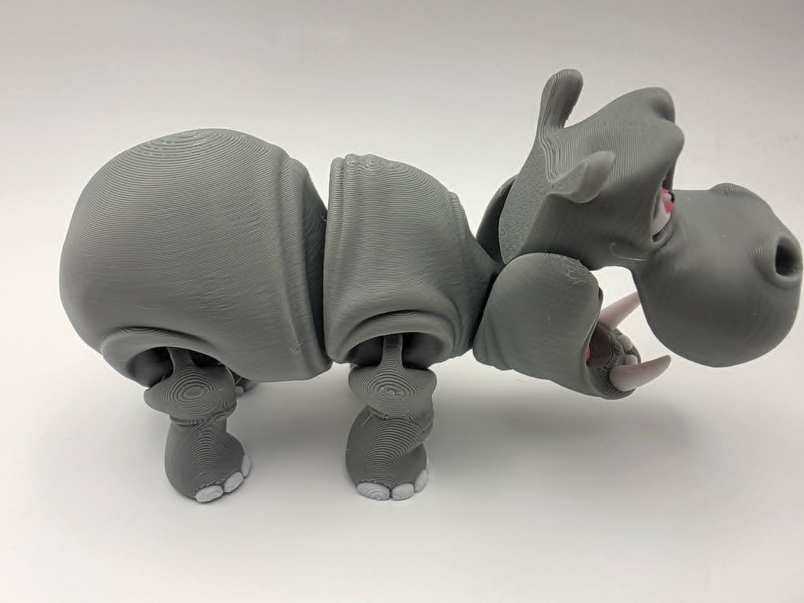 Hippo - Bubblegum - 5" Long x 2" Wide x 3" Tall - Gray, White, Pink, Black 3D printed item image