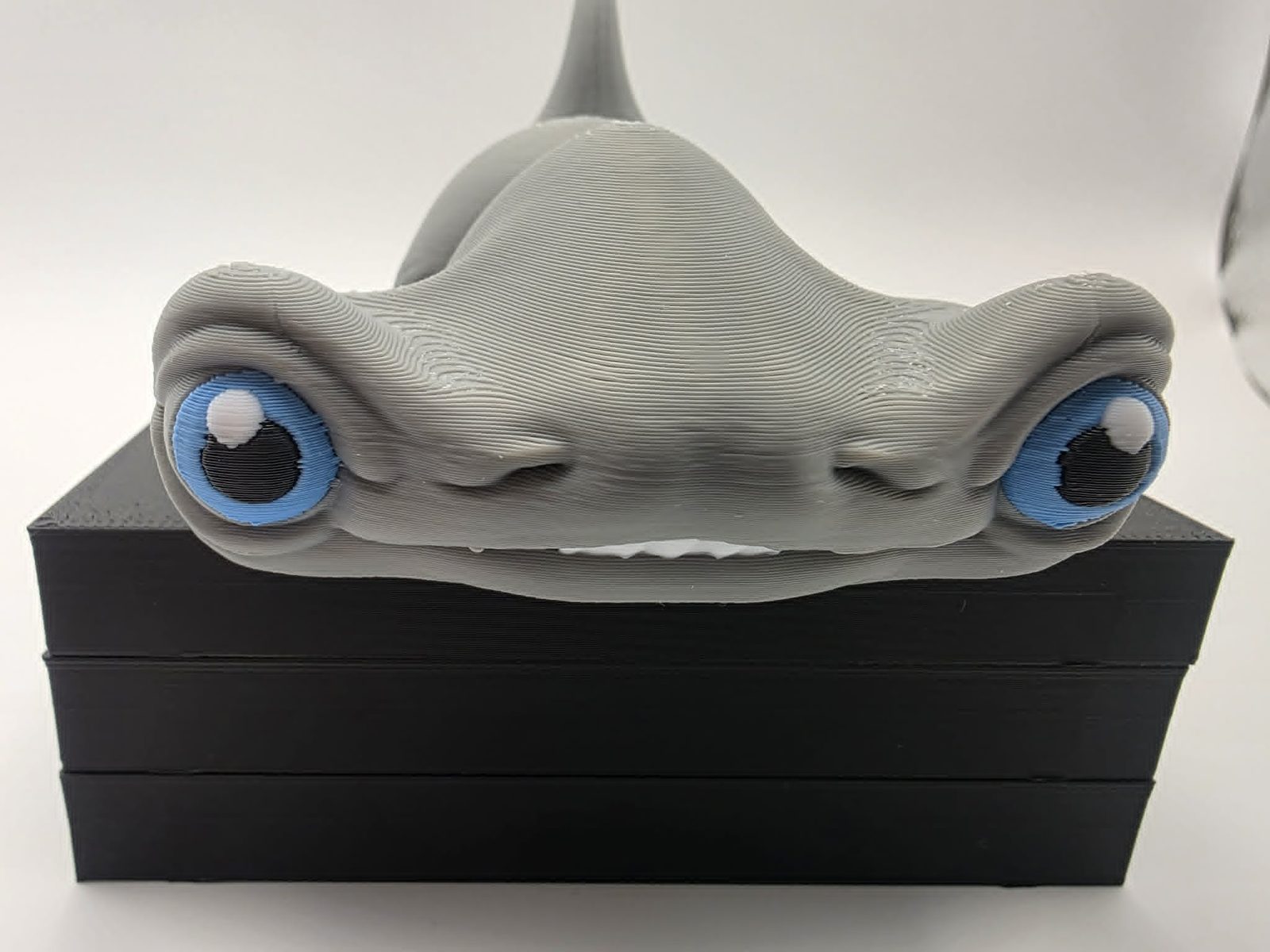 Hammerhead Shark - Chompy - 7.5" Long x 4.25" Wide Tip of Fin to Tip of Fin x 2.25" Tall - Gray, Sky Blue, White, Black 3D printed item image