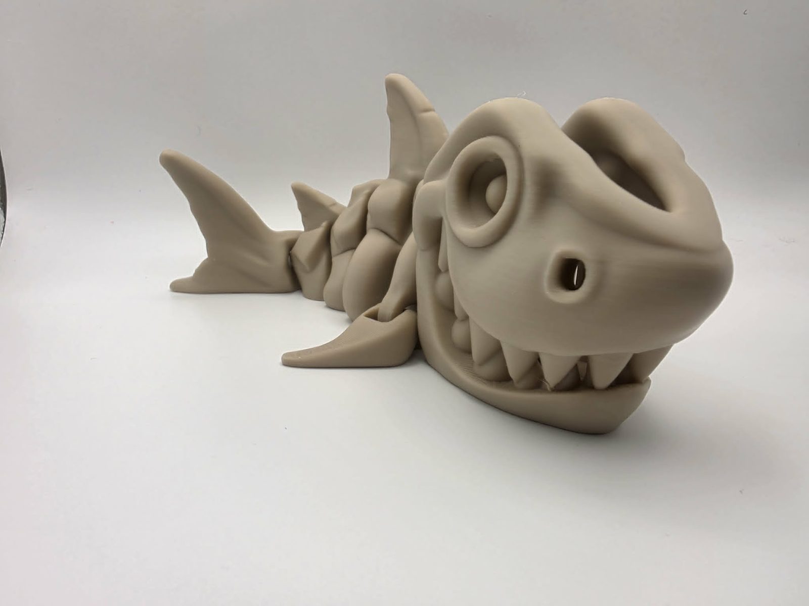 Skeleton Shark - Mega Bone Bite - 9" Long x 4.5" Wide Tip of Fin to Tip of Fin x 3.25" Tall - Bone White 3D printed item image