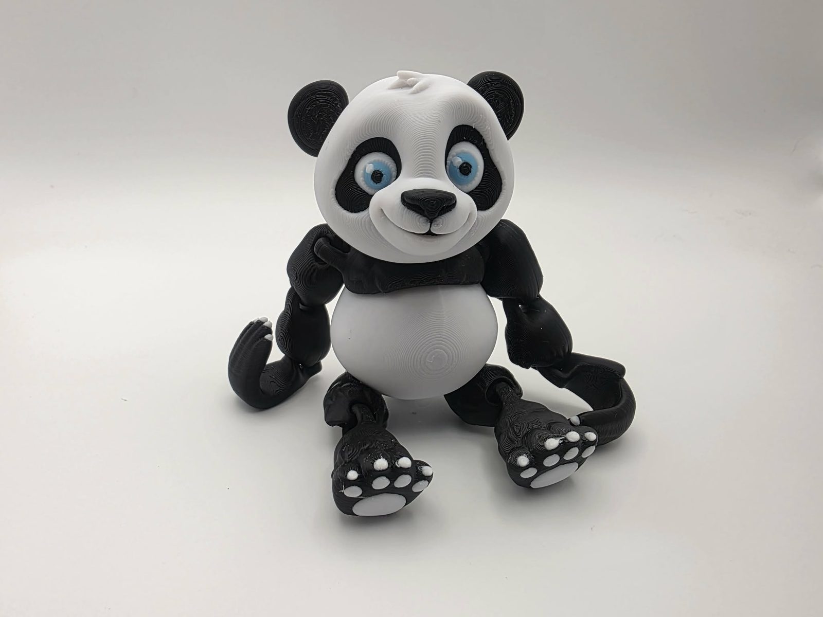 Panda - Panda Paws - 1.5" Chest to Back x 3" Wide x 5" Tall - White, Black, Light Blue 3D printed item image