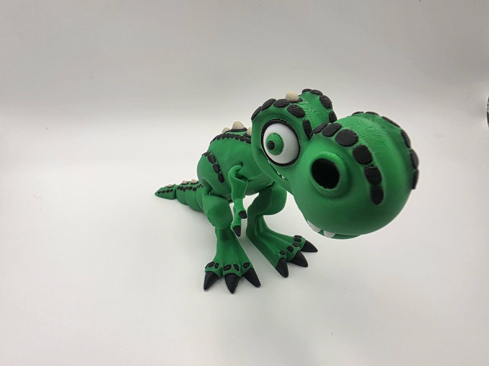 T-Rex - Rexy Roar - 6" Long x 2" Wide x 4" Tall - Green, Black, White, Bone White 3D printed item image