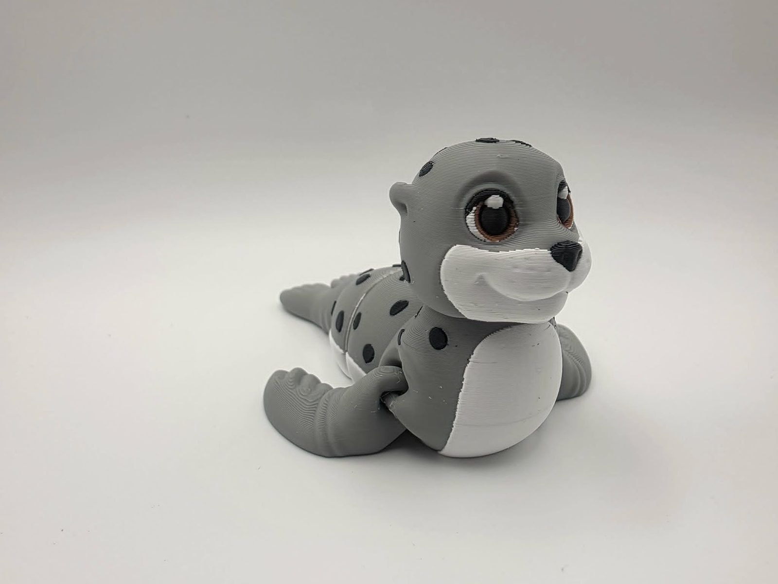 Seal - Spotted Waddles - 4.5" Long x 3" Wide Outer Flipper to Outer Flipper x 2.5" Tall - Gray, White, Black, Chocolate 3D printed item image