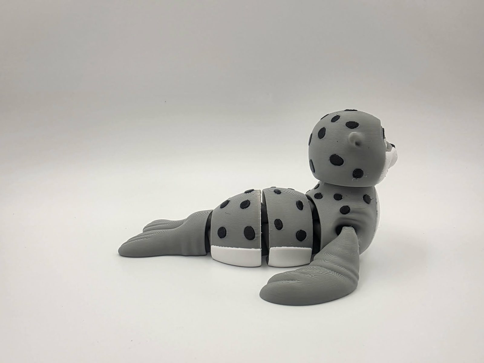 Seal - Spotted Waddles - 4.5" Long x 3" Wide Outer Flipper to Outer Flipper x 2.5" Tall - Gray, White, Black, Chocolate 3D printed item image