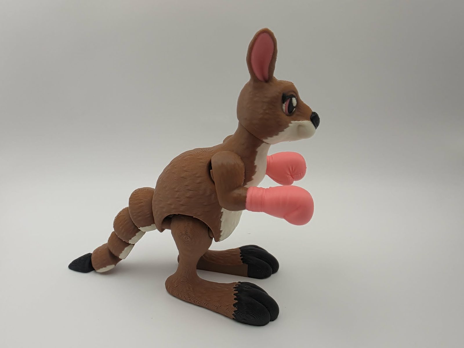 Kangaroo - Daddy Roo - 4.5" Long x 2.5" Wide x 4.75" Tall - Chocolate, Matte Light Brown, Black, Pink 3D printed item image