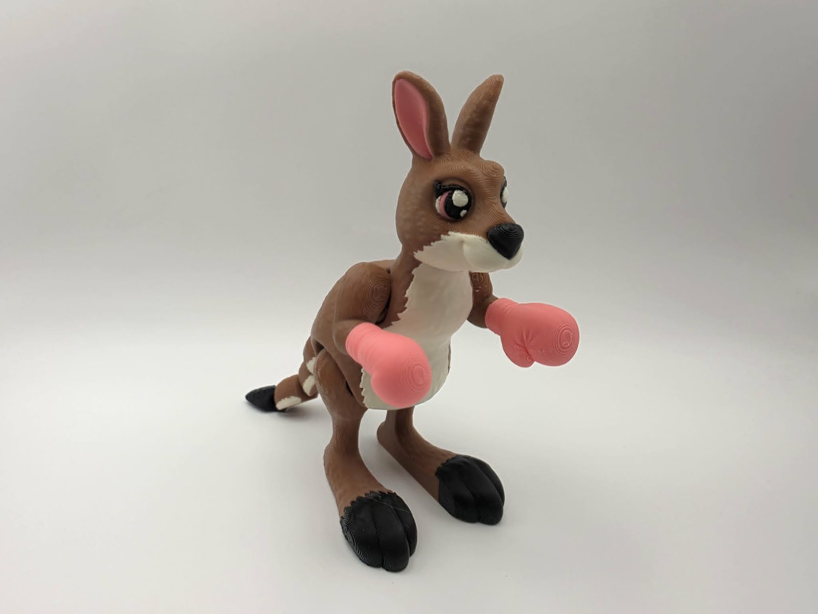 Kangaroo - Daddy Roo - 4.5" Long x 2.5" Wide x 4.75" Tall - Chocolate, Matte Light Brown, Black, Pink 3D printed item image