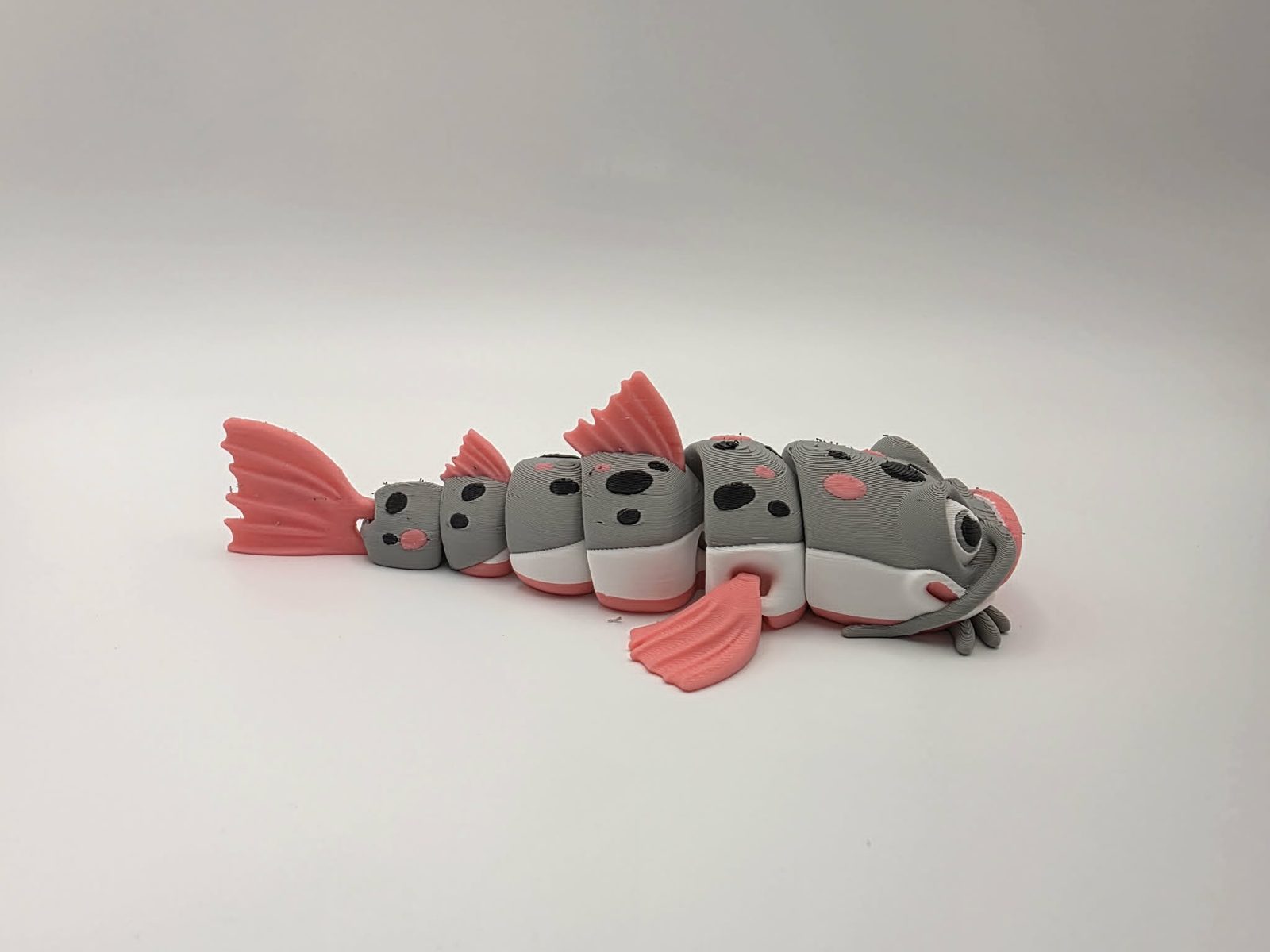 Catfish - Pink Belly Catfish - 5.25" Long x 3" Wide x 1.5" Tall - Gray, White, Pink, Black 3D printed item image