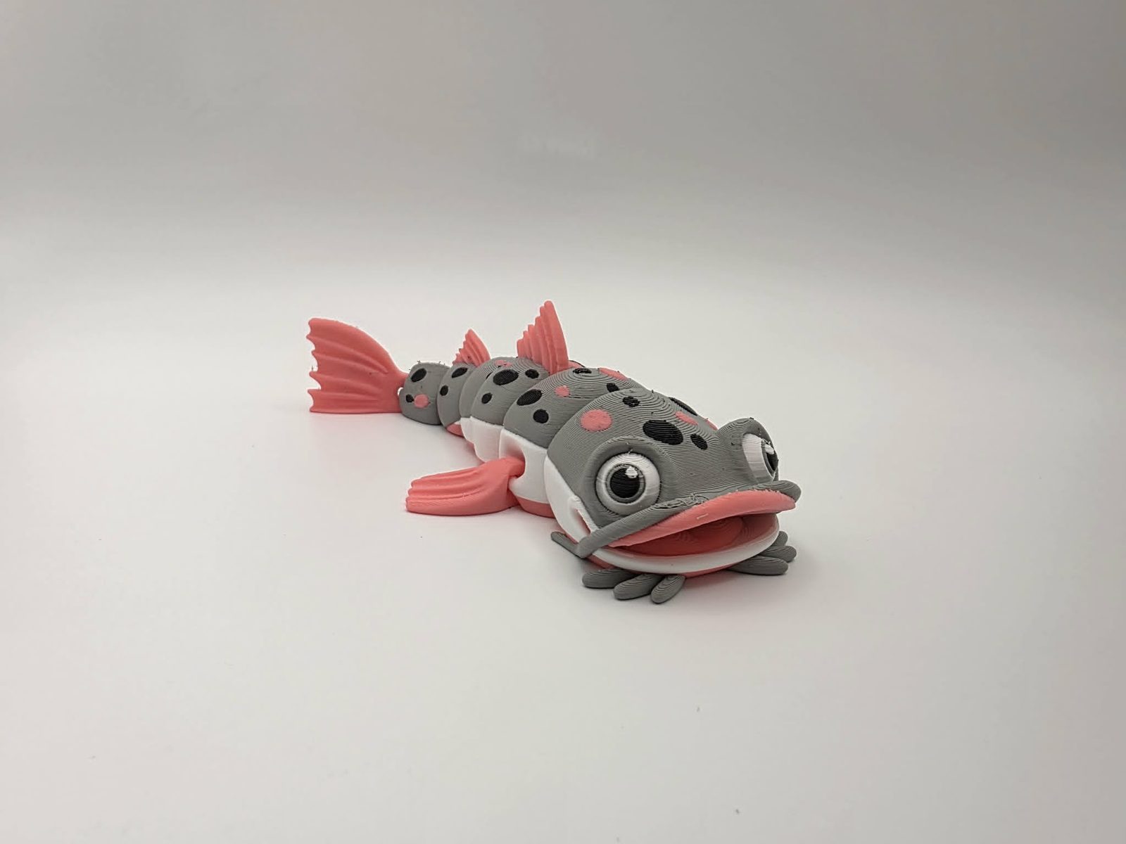 Catfish - Pink Belly Catfish - 5.25" Long x 3" Wide x 1.5" Tall - Gray, White, Pink, Black 3D printed item image